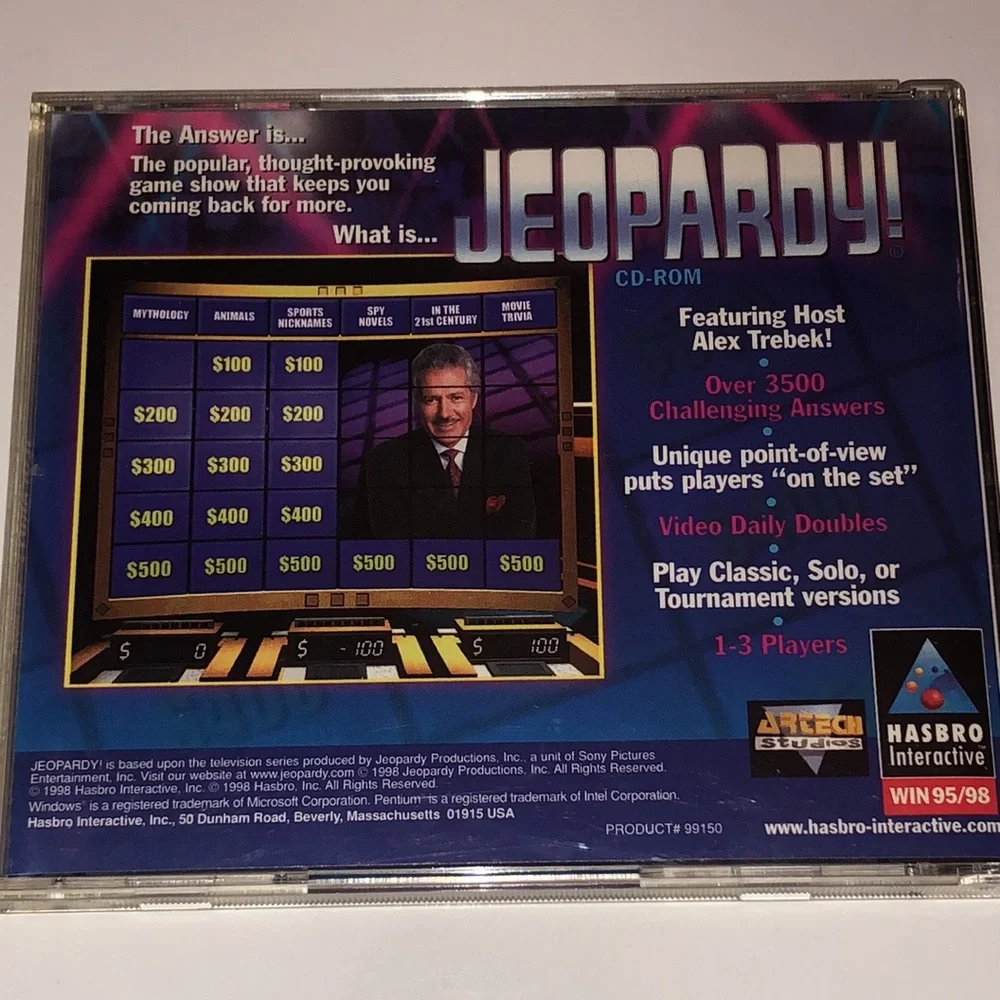 Jeopardy CDROM 90s JEOPARDY CD rom ALEX TREBEC COMPUTER GAME Vintage Classic